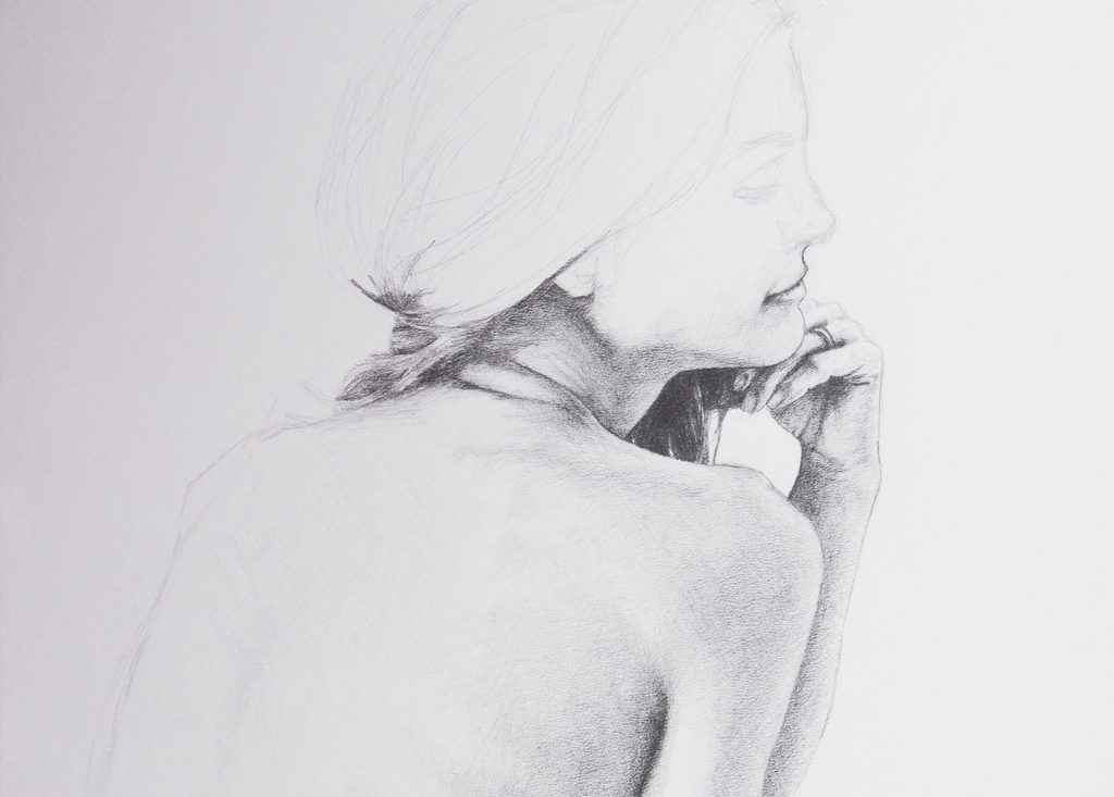 back of a woman figure drawing study pencil on paper