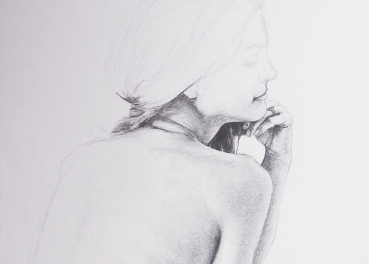 back of a woman figure drawing study pencil on paper