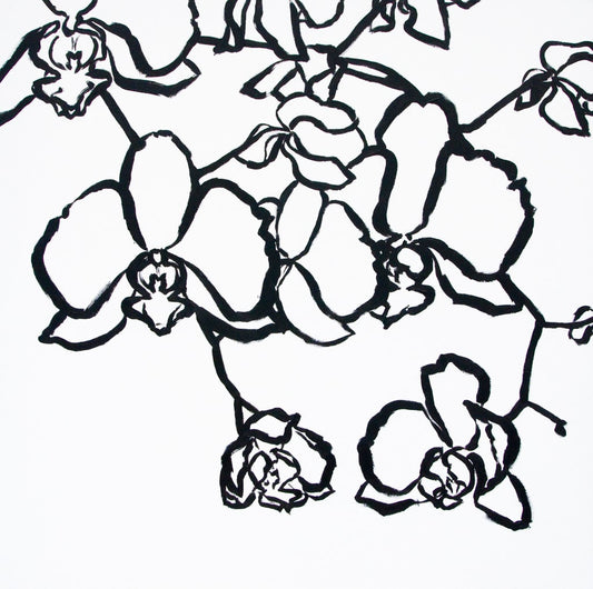 Graphic Orchids monochrome oil painting on canvas