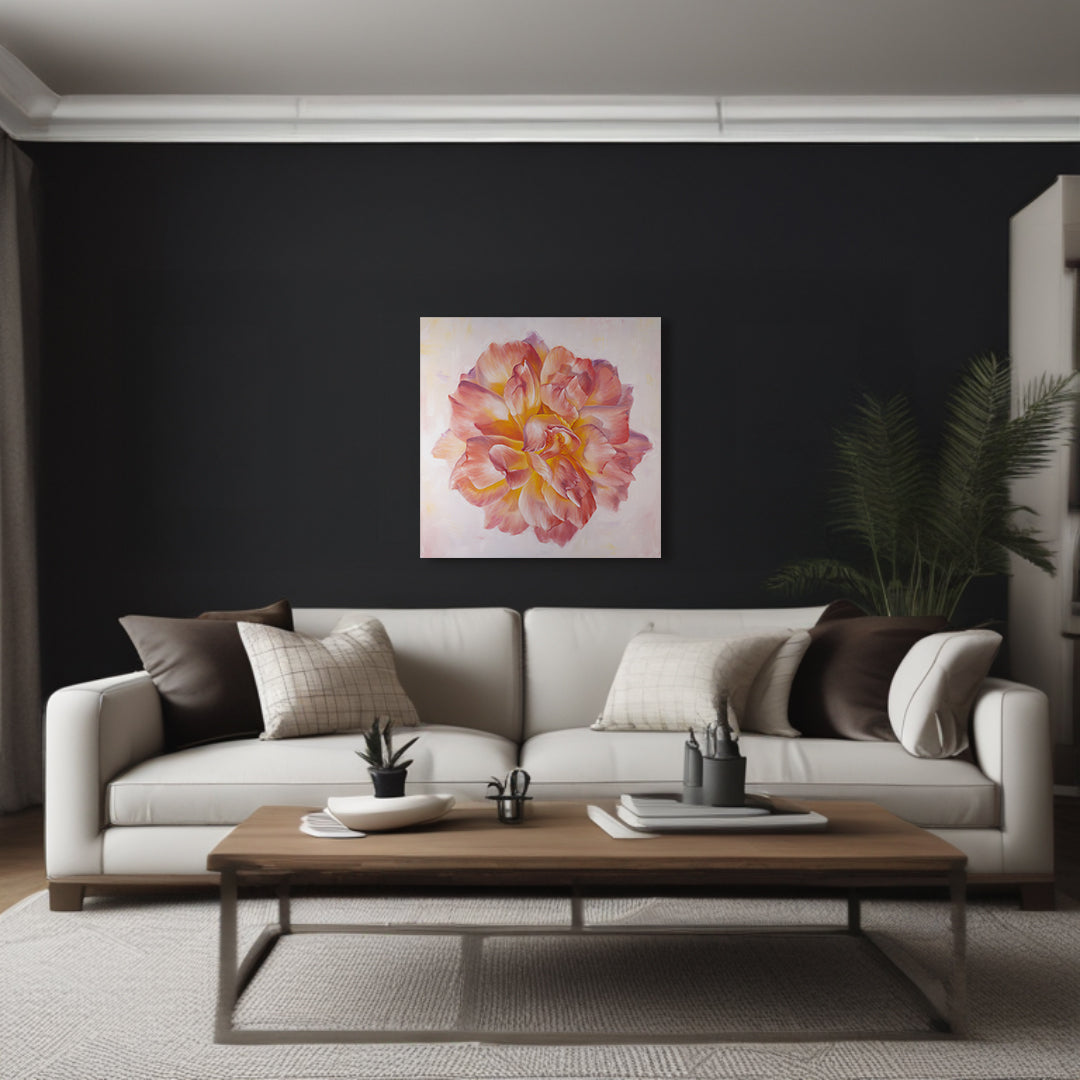 Peach Garden Rose - Original Oil Painting by Robyn Palescandolo