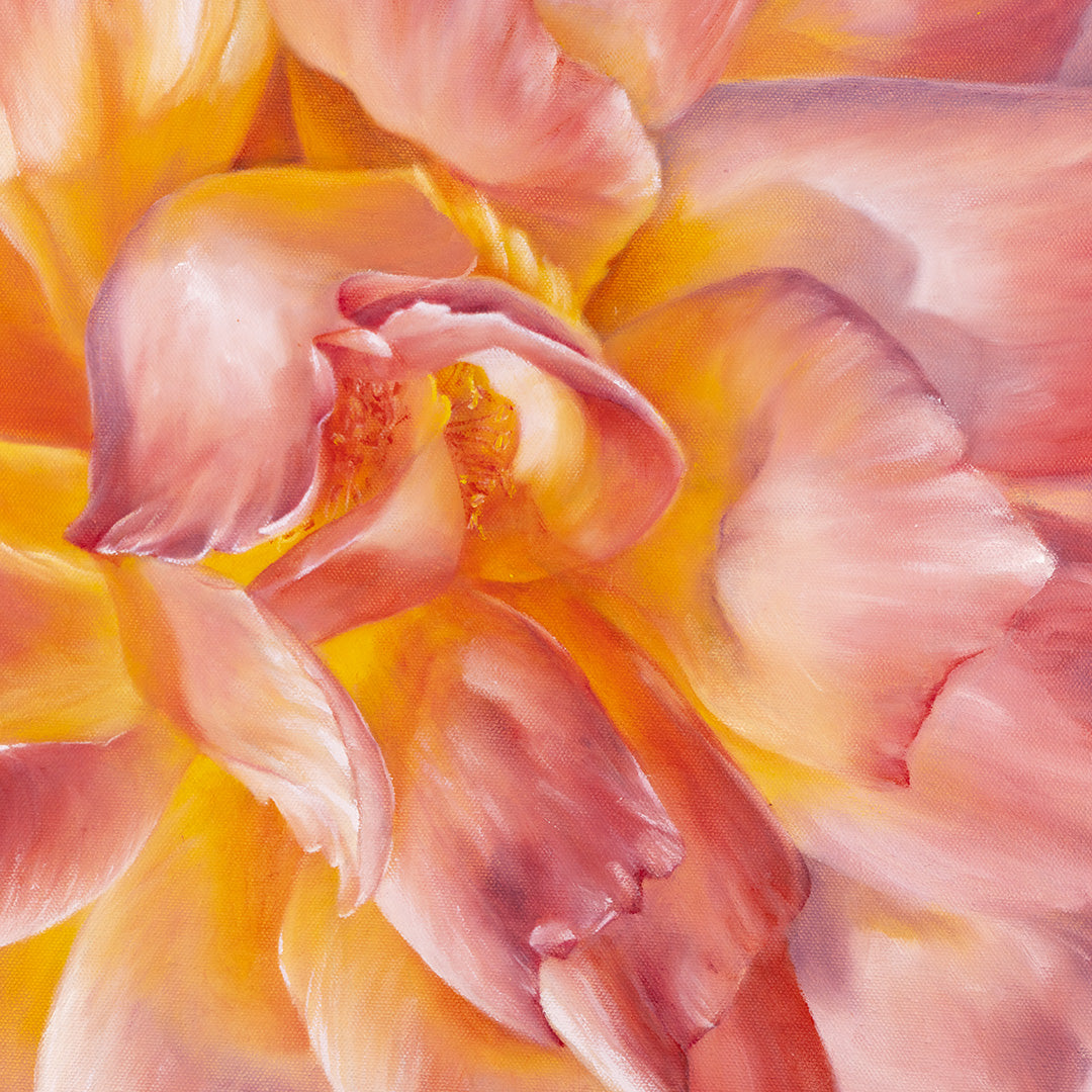 Peach Garden Rose - Original Oil Painting by Robyn Palescandolo