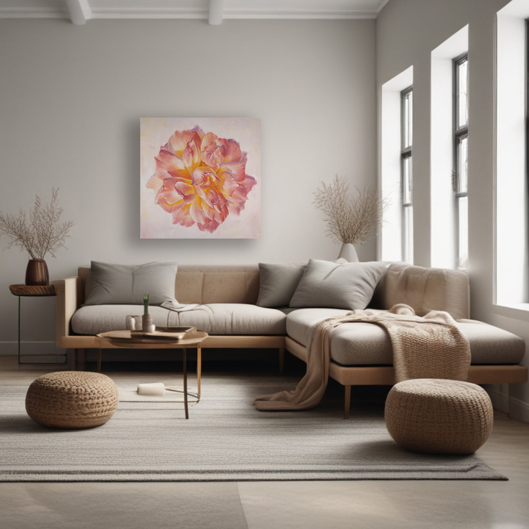 Peach Garden Rose - Original Oil Painting by Robyn Palescandolo