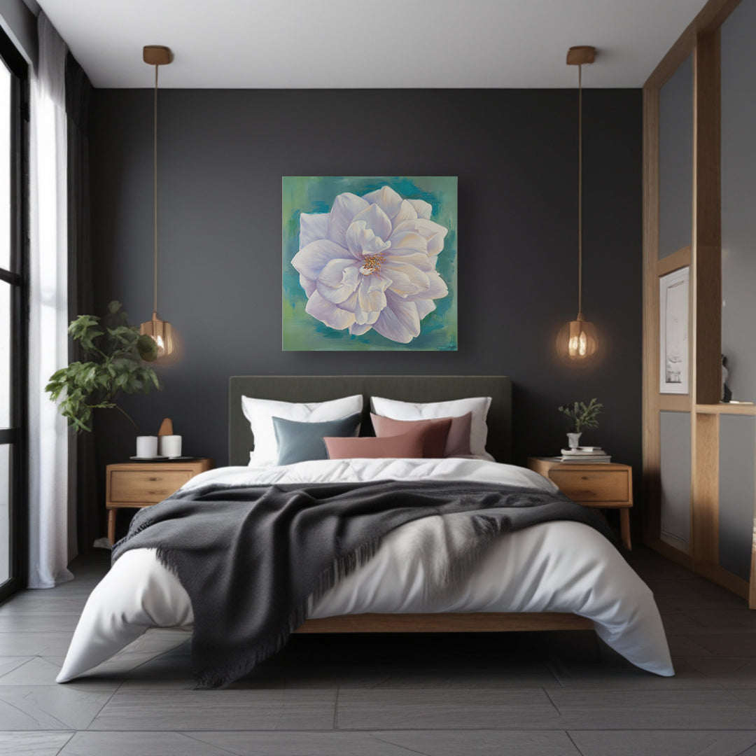 White Garden Rose - Original Oil Painting by Robyn Palescandolo