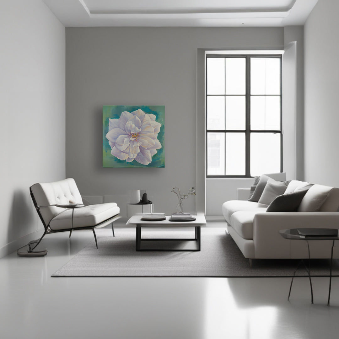 White Garden Rose - Original Oil Painting by Robyn Palescandolo