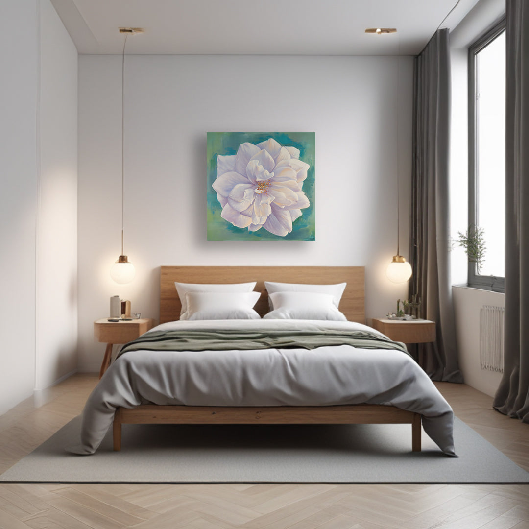 White Garden Rose - Original Oil Painting by Robyn Palescandolo