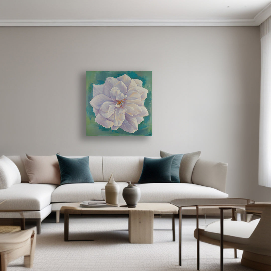 White Garden Rose - Original Oil Painting by Robyn Palescandolo