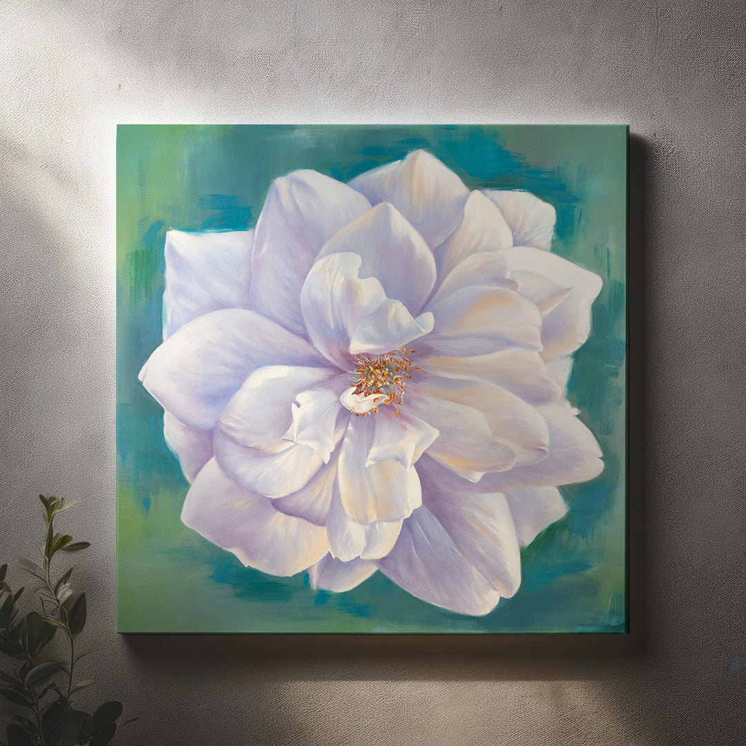 White Garden Rose - Original Oil Painting by Robyn Palescandolo