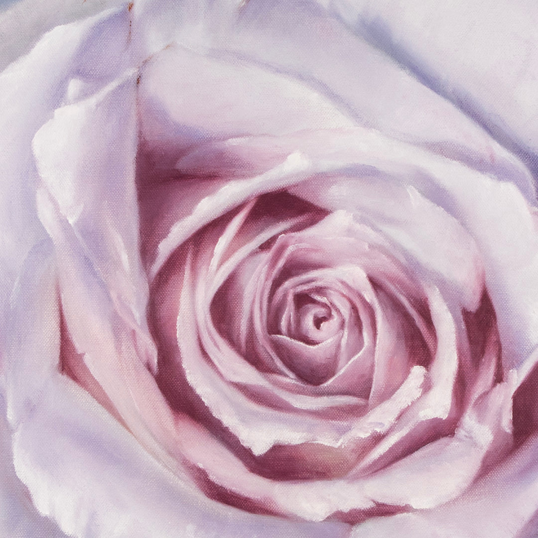 White Rose in a Lavender Haze - Original Oil Painting by Robyn Palescandolo