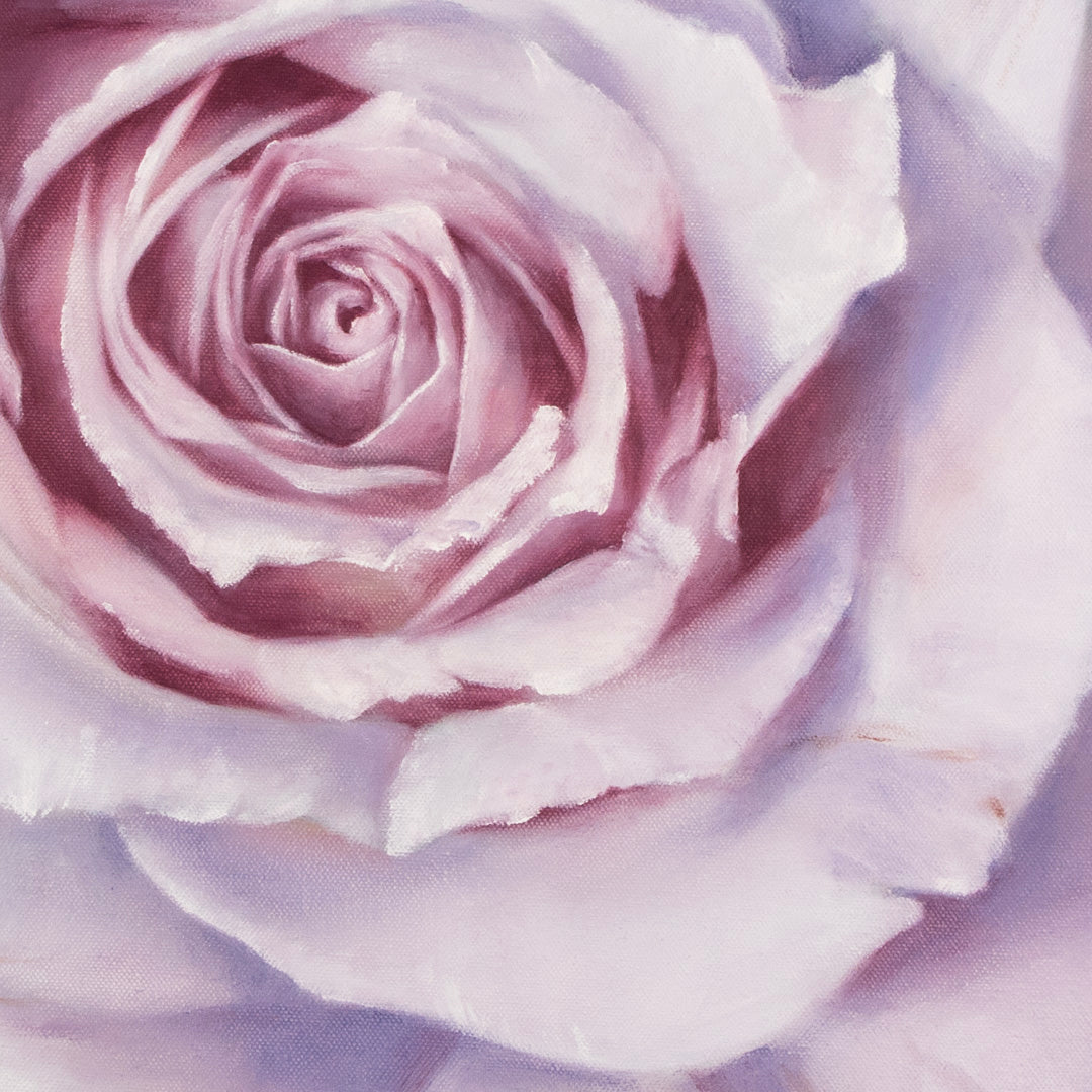 White Rose in a Lavender Haze - Original Oil Painting by Robyn Palescandolo