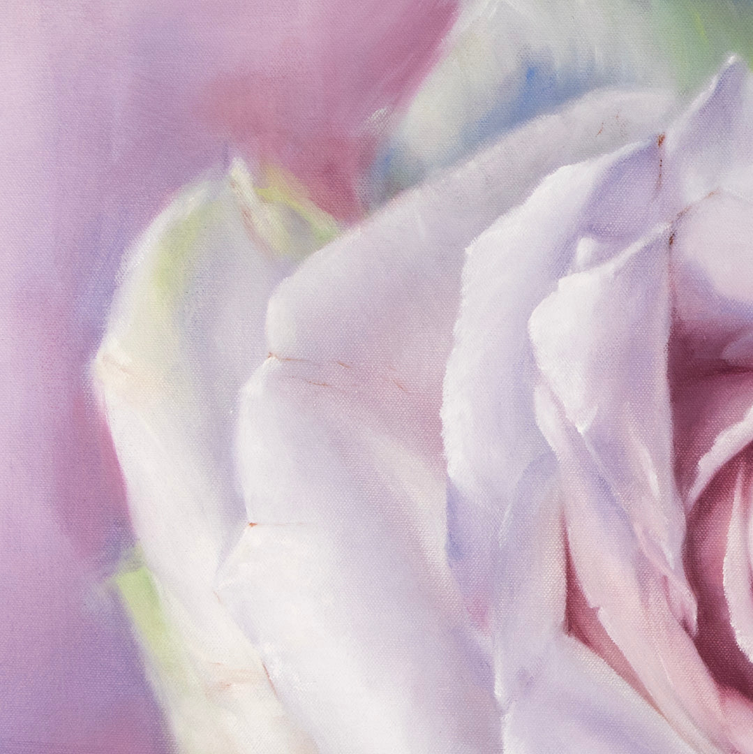 White Rose in a Lavender Haze - Original Oil Painting by Robyn Palescandolo