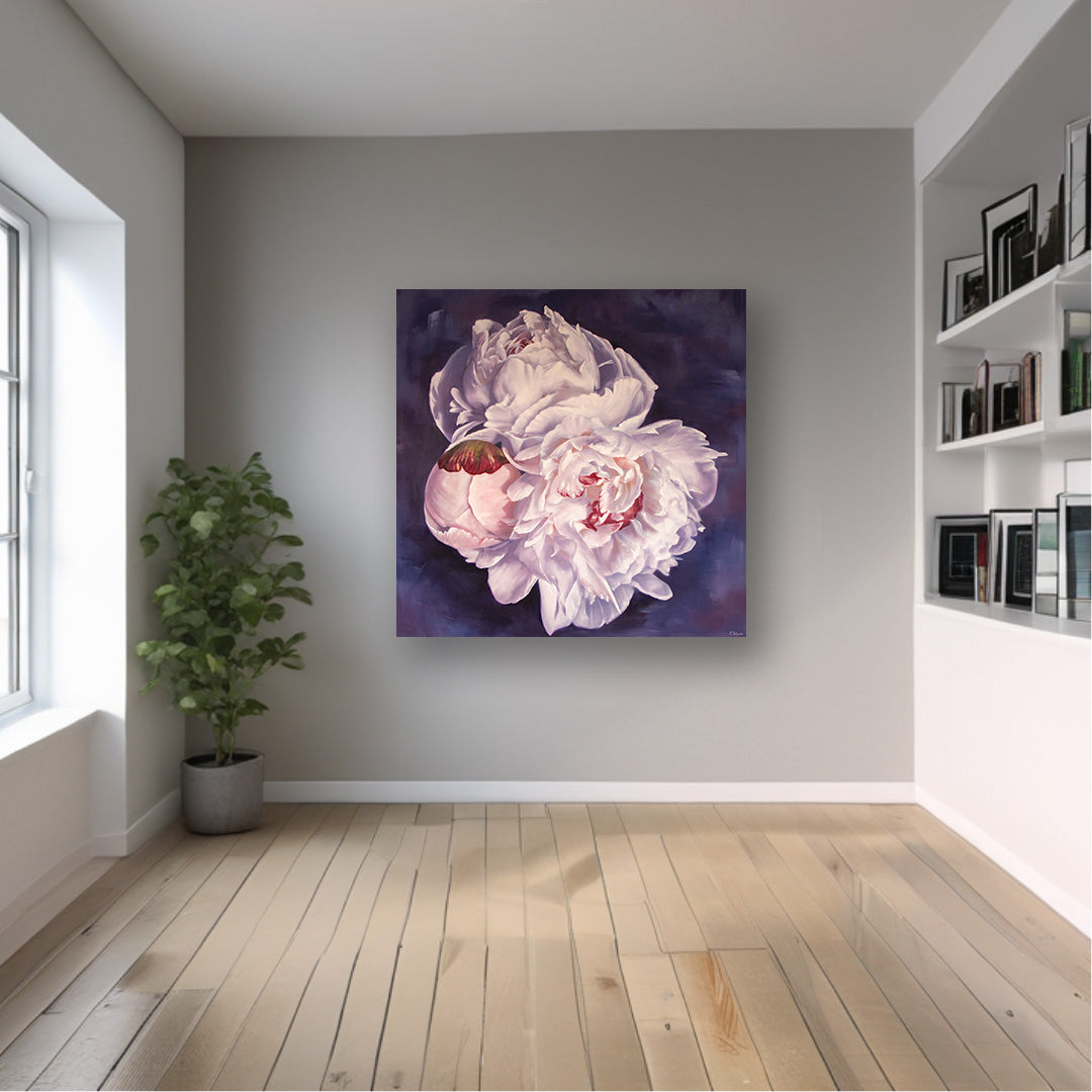 Bouquet: White Winter Peonies - Original Oil Painting by Robyn Palescandolo
