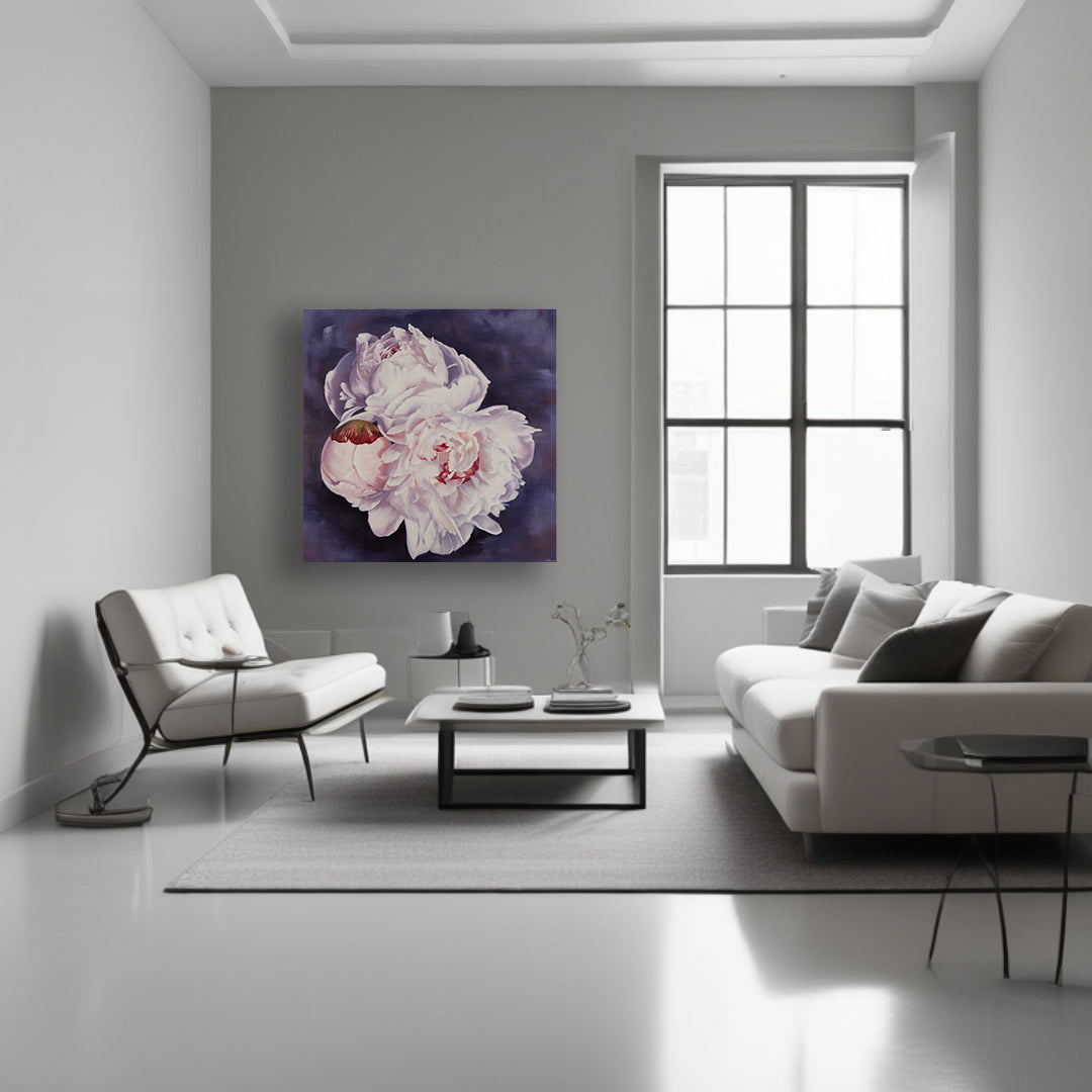 Bouquet: White Winter Peonies - Original Oil Painting by Robyn Palescandolo