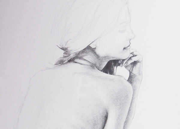 back of a woman figure drawing study pencil on paper