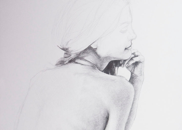 Back of a Woman, Pencil Figure Drawing Study on Paper