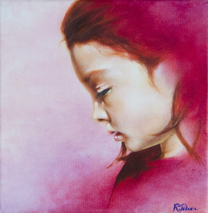 Profile Portrait of Isabella, Small Scale Oil Painting on Canvas