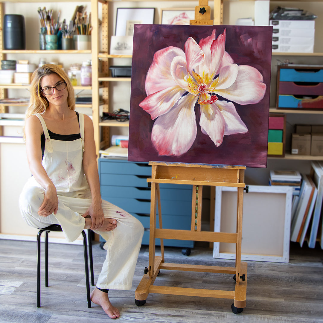Fading Garden Rose - Original Oil Painting by Robyn Palescandolo
