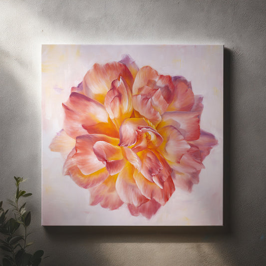 Peach Garden Rose - Original Oil Painting by Robyn Palescandolo