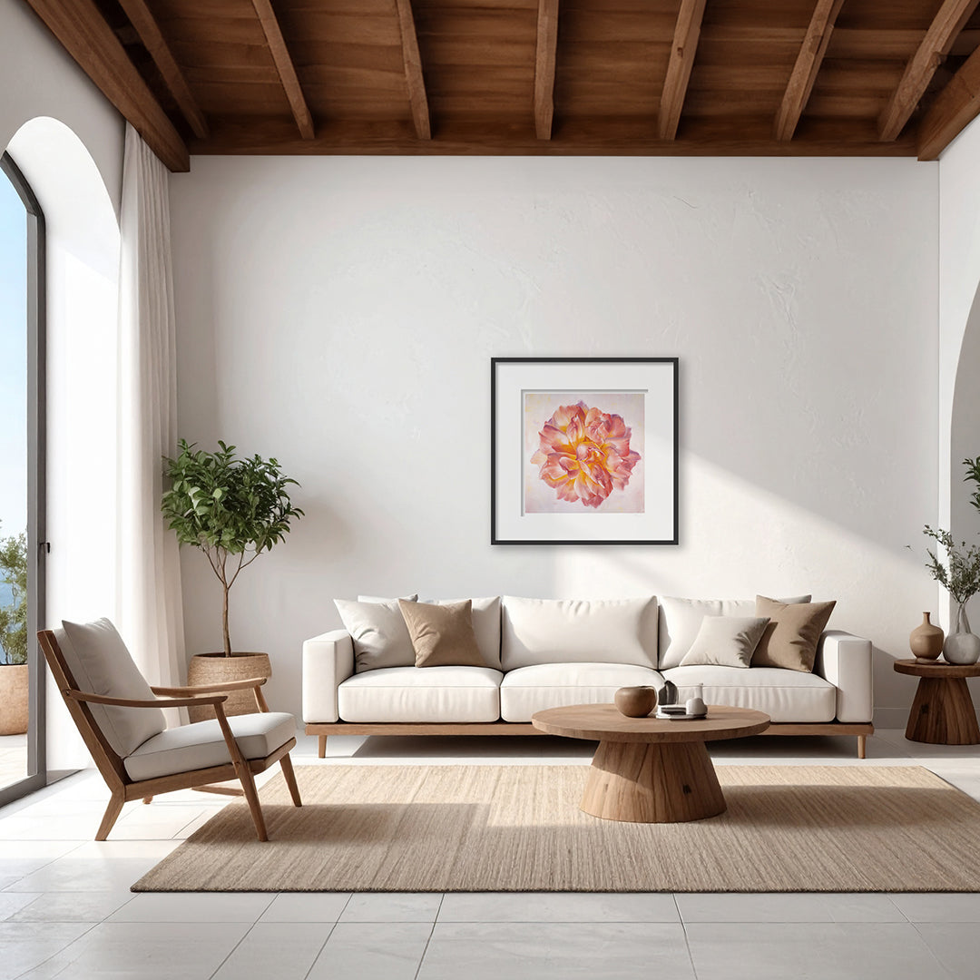 Peach Garden Rose - Botanical Print on Fine Art Paper