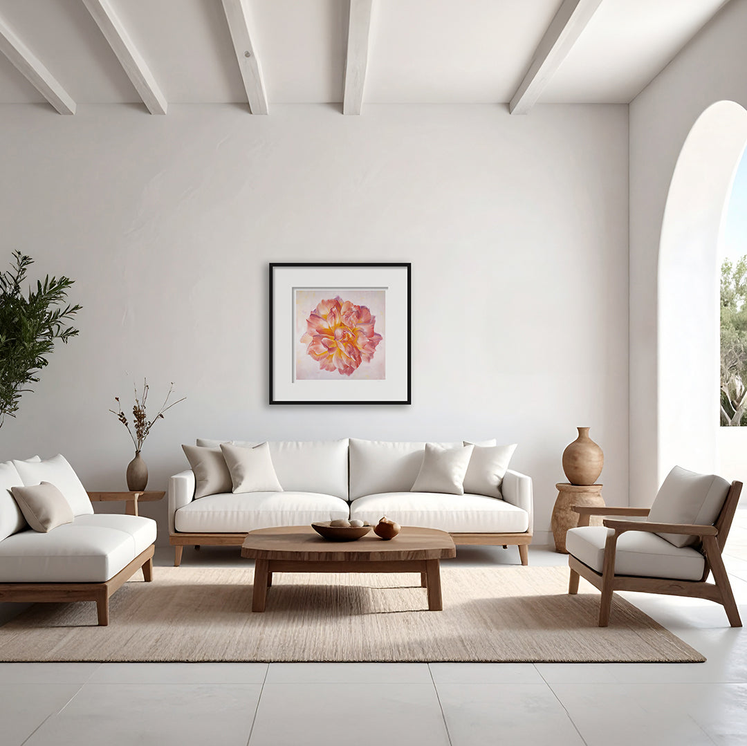 Peach Garden Rose - Botanical Print on Fine Art Paper