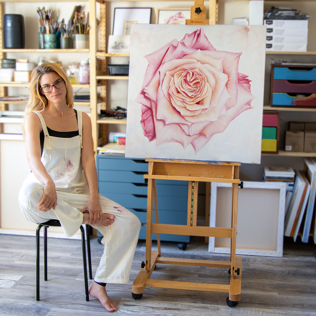 Pink Heirloom Rose - Original Oil Painting by Robyn Palescandolo