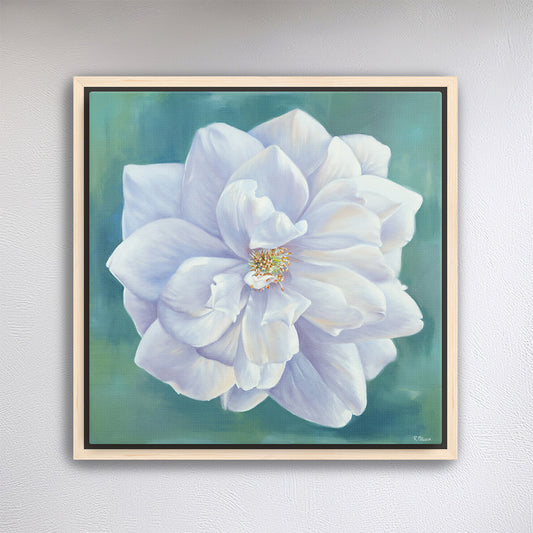 White Garden Rose - Botanical Print on Fine Art Canvas
