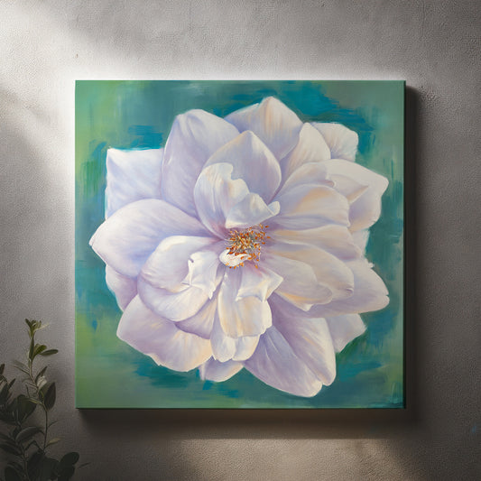 White Garden Rose - Original Oil Painting by Robyn Palescandolo