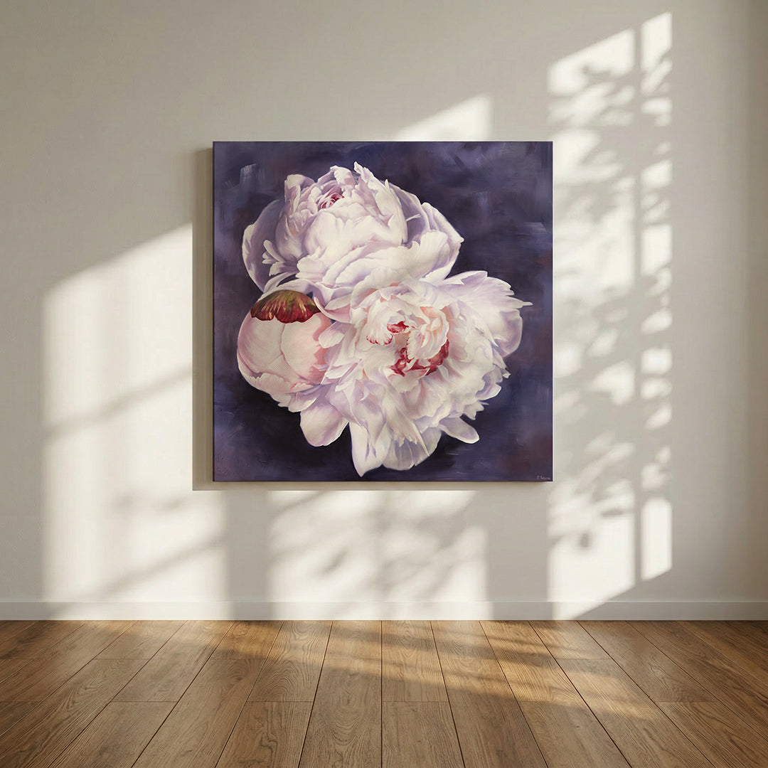 Bouquet: White Winter Peonies - Original Oil Painting by Robyn Palescandolo