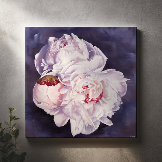 Bouquet: White Winter Peonies - Original Oil Painting by Robyn Palescandolo