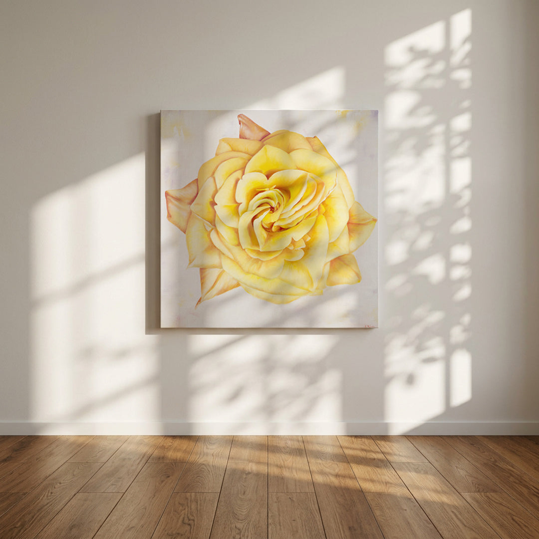 Yellow Heirloom Rose - Original Oil Painting by Robyn Palescandolo