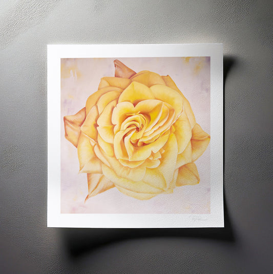 Yellow Heirloom Rose - Botanical Print on Fine Art Paper