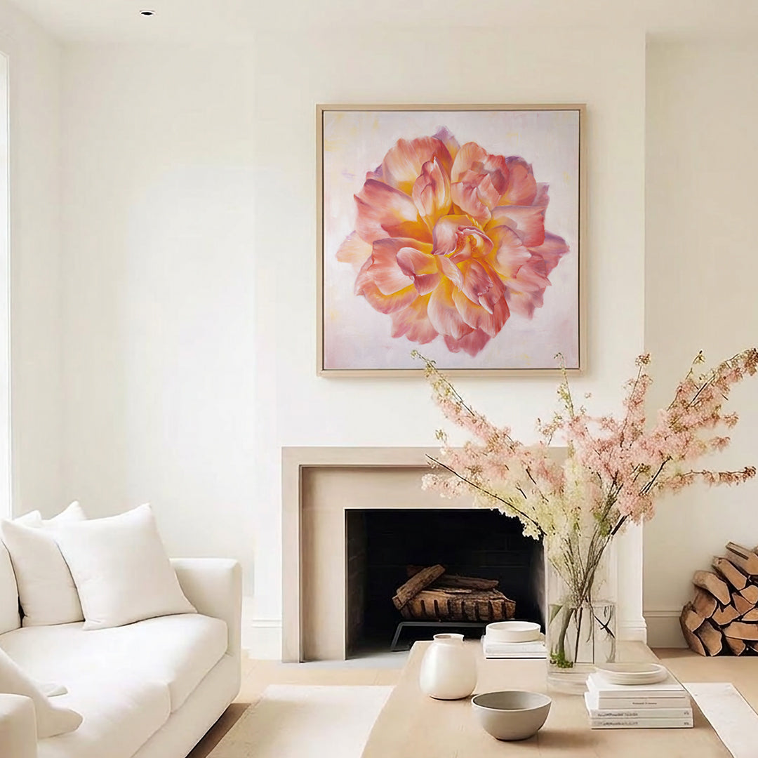 Peach Garden Rose - Original Oil Painting by Robyn Palescandolo