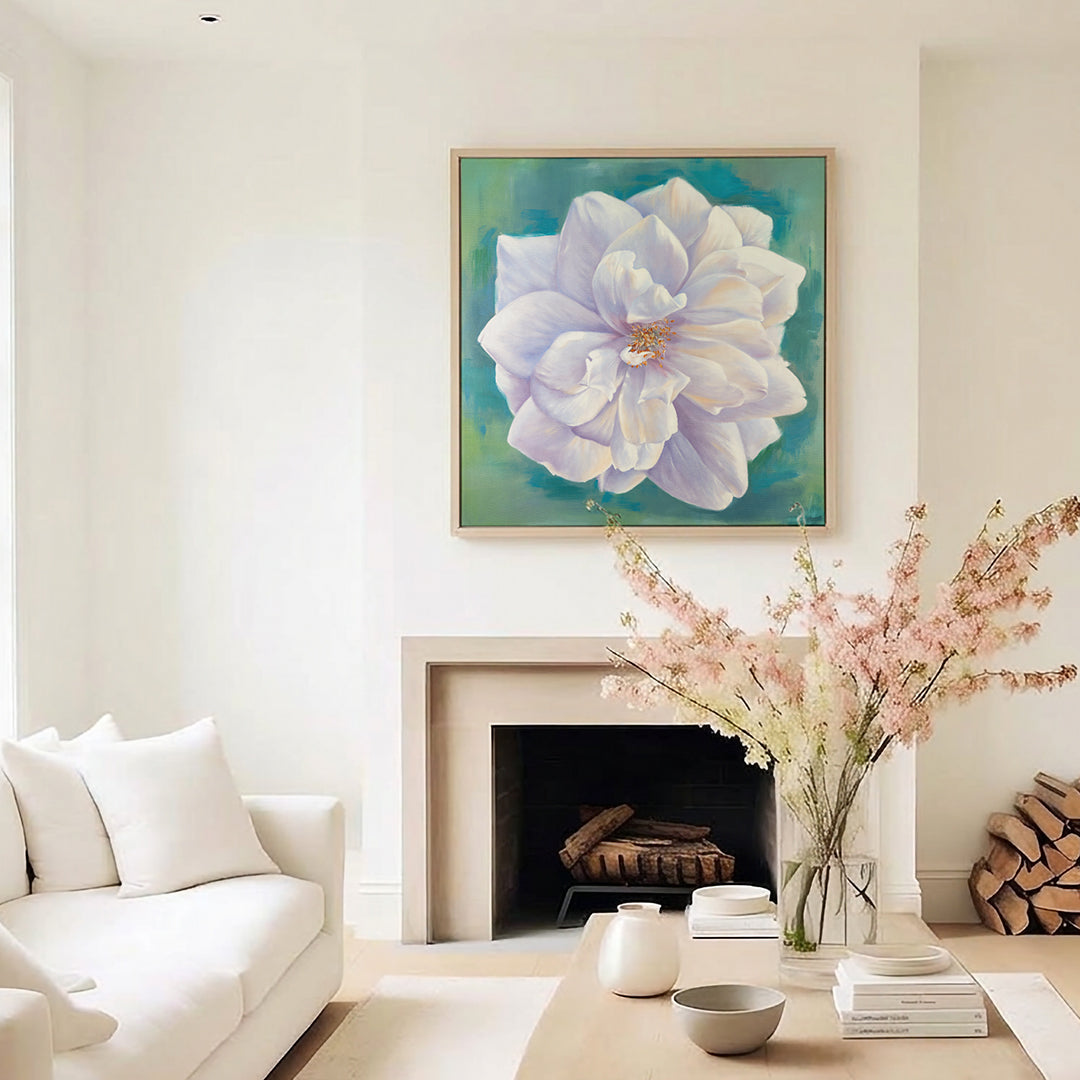 White Garden Rose - Original Oil Painting by Robyn Palescandolo