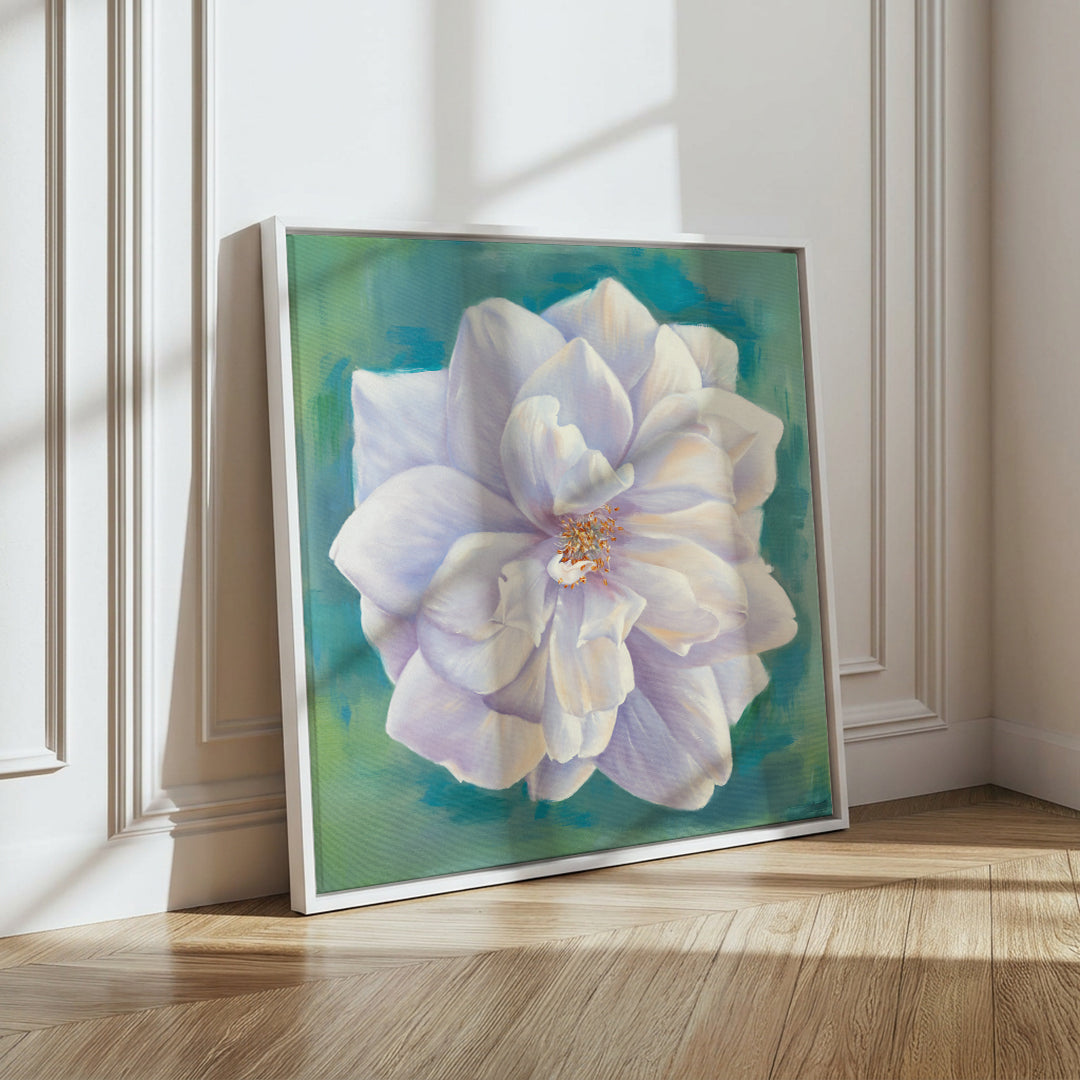 White Garden Rose - Original Oil Painting by Robyn Palescandolo