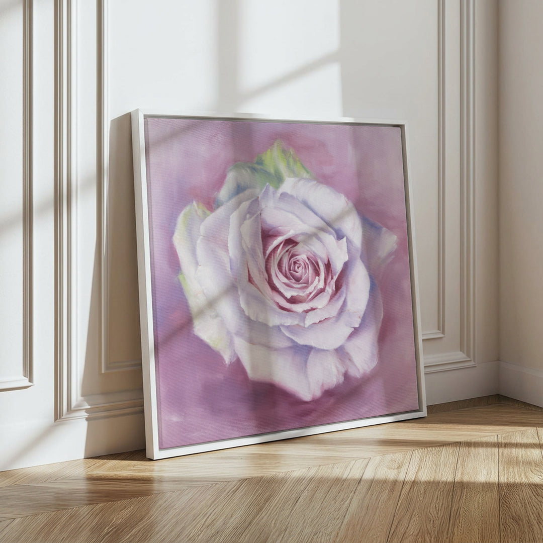 White Rose in a Lavender Haze - Original Oil Painting by Robyn Palescandolo