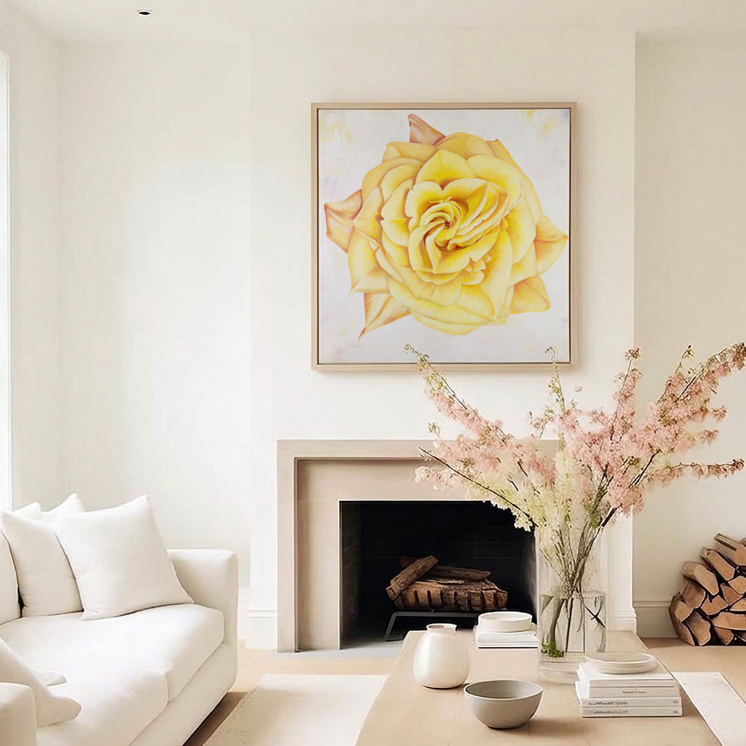 Yellow Heirloom Rose - Original Oil Painting by Robyn Palescandolo