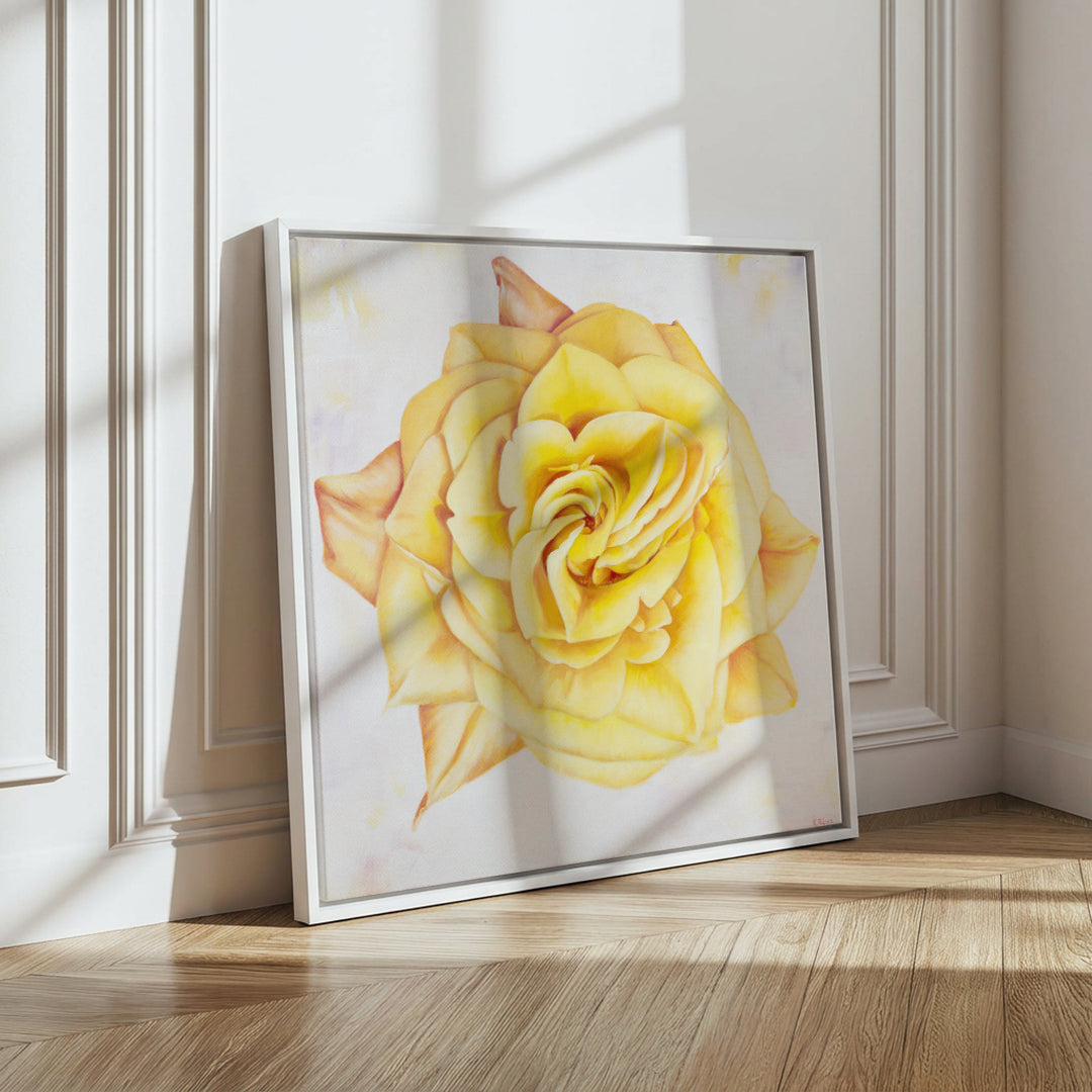Yellow Heirloom Rose - Original Oil Painting by Robyn Palescandolo