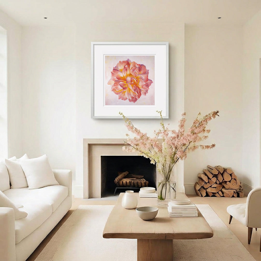 Peach Garden Rose - Botanical Print on Fine Art Paper